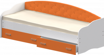 Кровать Софа-7 с мягкой спинкой (800х2000) Белый/Оранжевый в Игарке - igarka.mebel54.com | фото