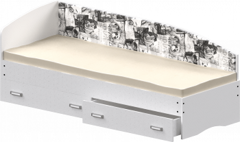 Кровать Софа-9 с мягкой спинкой с рисунком Милана (900х1900) Белый в Игарке - igarka.mebel54.com | фото