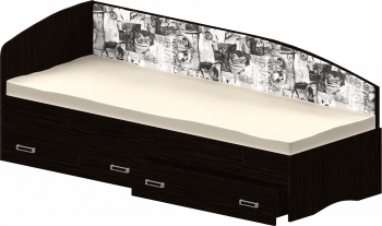 Кровать Софа-9 с мягкой спинкой с рисунком Милана (900х1900) Венге в Игарке - igarka.mebel54.com | фото
