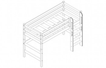 Кровать Соня вариант 5 полувысокая с прямой лестницей лаванда в Игарке - igarka.mebel54.com | фото