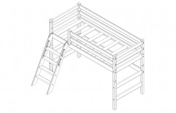 Кровать Соня вариант 6 полувысокая с наклонной лестницей Лаванда в Игарке - igarka.mebel54.com | фото