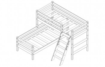 Кровать Соня вариант 8 угловая с наклонной лестницей Белый полупрозрачный в Игарке - igarka.mebel54.com | фото