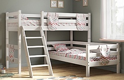 Кровать Соня вариант 8 угловая с наклонной лестницей Белый полупрозрачный в Игарке - igarka.mebel54.com | фото