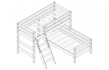 Кровать Соня вариант 8 угловая с наклонной лестницей Лаванда в Игарке - igarka.mebel54.com | фото