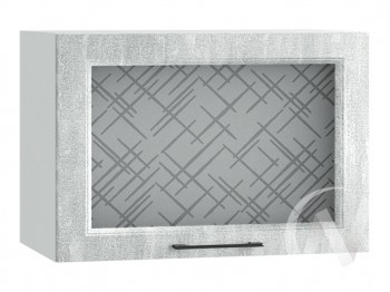 Либерти Шкаф верхний горизонтальный со стеклом ШВГС 609 (Холст грей/корпус белый) в Игарке - igarka.mebel54.com | фото