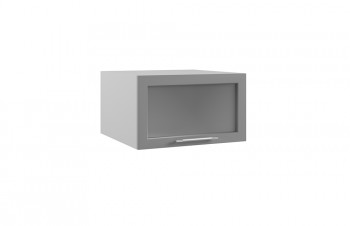 Лофт ГПГС 600 шкаф верхний горизонтальный глубокий со стеклом (Штукатурка белая/корпус Серый) в Игарке - igarka.mebel54.com | фото