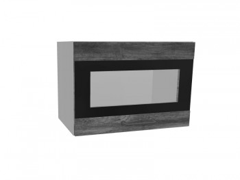 Лофт ПГСФ 500 шкаф верхний горизонтальный со стеклом и фотопечатью (Дуб бурый/корпус Серый) в Игарке - igarka.mebel54.com | фото