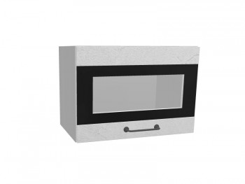 Лофт ПГСФ 500 шкаф верхний горизонтальный со стеклом и фотопечатью (Штукатурка белая/корпус Серый) в Игарке - igarka.mebel54.com | фото