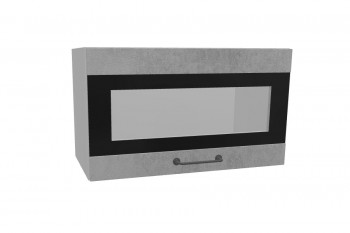 Лофт ПГСФ 600 шкаф верхний горизонтальный со стеклом и фотопечатью (Бетон светлый/корпус Серый) в Игарке - igarka.mebel54.com | фото