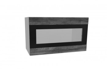 Лофт ПГСФ 600 шкаф верхний горизонтальный со стеклом и фотопечатью (Дуб бурый/корпус Серый) в Игарке - igarka.mebel54.com | фото