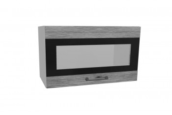 Лофт ПГСФ 600 шкаф верхний горизонтальный со стеклом и фотопечатью (Дуб майский/корпус Серый) в Игарке - igarka.mebel54.com | фото