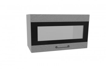 Лофт ПГСФ 600 шкаф верхний горизонтальный со стеклом и фотопечатью (Штукатурка серая/корпус Серый) в Игарке - igarka.mebel54.com | фото
