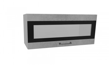 Лофт ПГСФ 800 шкаф верхний горизонтальный со стеклом и фотопечатью (Бетон светлый/корпус Серый) в Игарке - igarka.mebel54.com | фото