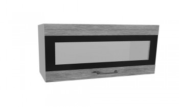 Лофт ПГСФ 800 шкаф верхний горизонтальный со стеклом и фотопечатью (Дуб майский/корпус Серый) в Игарке - igarka.mebel54.com | фото