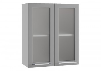 Лофт ПС 600 шкаф верхний со стеклом (Штукатурка белая/корпус Серый) в Игарке - igarka.mebel54.com | фото