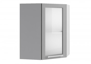 Лофт ПУС 550 шкаф верхний угловой со стеклом (Дуб бурый/корпус Серый) в Игарке - igarka.mebel54.com | фото