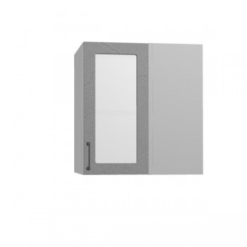 Лофт ПУС 650 шкаф верхний угловой со стеклом (Штукатурка серая/корпус Серый) в Игарке - igarka.mebel54.com | фото
