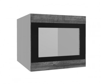 Лофт ВПГСФ 500 шкаф верхний горизонтальный со стеклом высокий с фотопечатью (Дуб бурый/корпус Серый) в Игарке - igarka.mebel54.com | фото