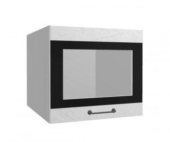 Лофт ВПГСФ 500 шкаф верхний горизонтальный со стеклом высокий с фотопечатью (Штукатурка белая/корпус Серый) в Игарке - igarka.mebel54.com | фото