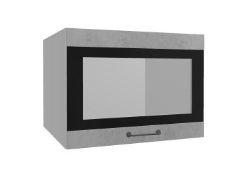 Лофт ВПГСФ 600 шкаф верхний горизонтальный со стеклом высокий с фотопечатью (Бетон светлый/корпус Серый) в Игарке - igarka.mebel54.com | фото
