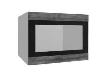 Лофт ВПГСФ 600 шкаф верхний горизонтальный со стеклом высокий с фотопечатью (Дуб бурый/корпус Серый) в Игарке - igarka.mebel54.com | фото