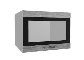 Лофт ВПГСФ 600 шкаф верхний горизонтальный со стеклом высокий с фотопечатью (Дуб майский/корпус Серый) в Игарке - igarka.mebel54.com | фото