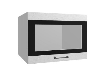Лофт ВПГСФ 600 шкаф верхний горизонтальный со стеклом высокий с фотопечатью (Штукатурка белая/корпус Серый) в Игарке - igarka.mebel54.com | фото