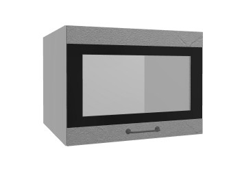 Лофт ВПГСФ 600 шкаф верхний горизонтальный со стеклом высокий с фотопечатью (Штукатурка серая/корпус Серый) в Игарке - igarka.mebel54.com | фото