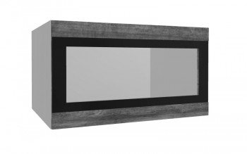 Лофт ВПГСФ 800 шкаф верхний горизонтальный со стеклом высокий с фотопечатью (Дуб бурый/корпус Серый) в Игарке - igarka.mebel54.com | фото