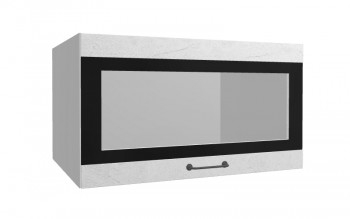 Лофт ВПГСФ 800 шкаф верхний горизонтальный со стеклом высокий с фотопечатью (Штукатурка белая/корпус Серый) в Игарке - igarka.mebel54.com | фото