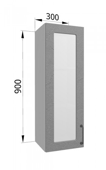Лофт ВПС 300 шкаф верхний со стеклом высокий (Штукатурка серая/корпус Серый) в Игарке - igarka.mebel54.com | фото