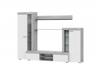 Мебель для гостиной МГС 5 Цемент светлый / Белый в Игарке - igarka.mebel54.com | фото