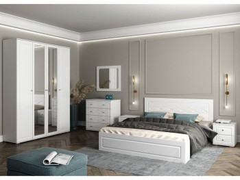 Модульная спальня Барселона (Белый/Белый глянец) в Игарке - igarka.mebel54.com | фото