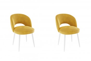 Набор стульев Моли 2 шт (жёлтый велюр/белый) в Игарке - igarka.mebel54.com | фото
