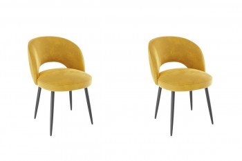 Набор стульев Моли 2 шт (жёлтый велюр/черный) в Игарке - igarka.mebel54.com | фото