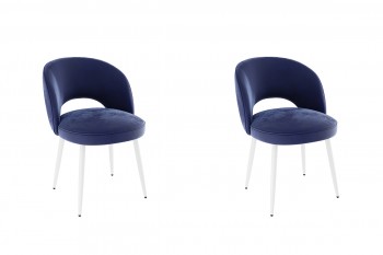 Набор стульев Моли 2 шт (синий велюр/белый) в Игарке - igarka.mebel54.com | фото