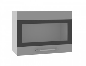 Норд ШВГС 600 Шкаф верхний горизонтальный со стеклом (Софт черный/корпус Белый) в Игарке - igarka.mebel54.com | фото