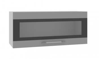 Норд ШВГС 800 Шкаф верхний горизонтальный со стеклом (Софт черный/корпус Белый) в Игарке - igarka.mebel54.com | фото
