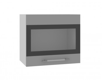 Олива ВПГСФ 500 Шкаф верхний горизонтальный со стеклом с фотопечатью высокий (Ваниль глянец/корпус Серый) в Игарке - igarka.mebel54.com | фото