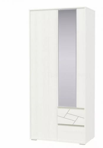 Шкаф 2-х дверный с ящиками Аделина 1000 Рамух белый в Игарке - igarka.mebel54.com | фото