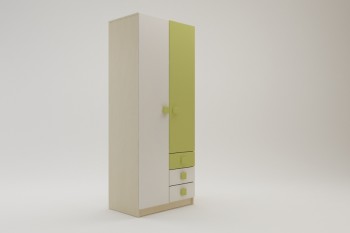 Шкаф 2-х створчатый с ящиками Эппл (Зеленый/Белый/корпус Клен) в Игарке - igarka.mebel54.com | фото