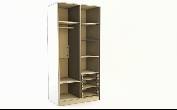 Шкаф 2-х створчатый с ящиками Флёр (Белый/корпус Выбеленное дерево) в Игарке - igarka.mebel54.com | фото