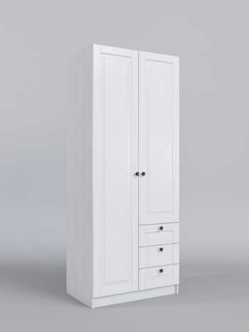 Шкаф 2-х створчатый с ящиками Классика (Белый/корпус Выбеленное дерево) в Игарке - igarka.mebel54.com | фото