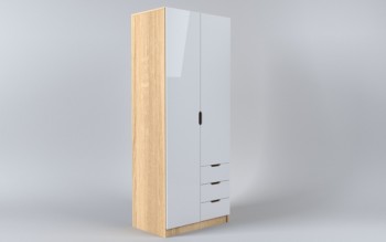Шкаф 2-х створчатый с ящиками Лофт (Белый/корпус Дуб Сонома) в Игарке - igarka.mebel54.com | фото