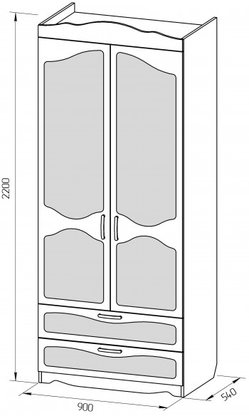 Шкаф 2-х створчатый с ящиками серии Иллюзия 02 Бежевый в Игарке - igarka.mebel54.com | фото