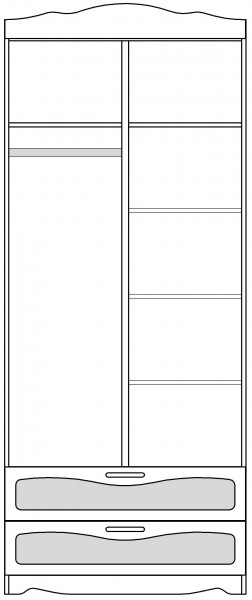 Шкаф 2-х створчатый с ящиками серии Иллюзия 71 Бордовый в Игарке - igarka.mebel54.com | фото