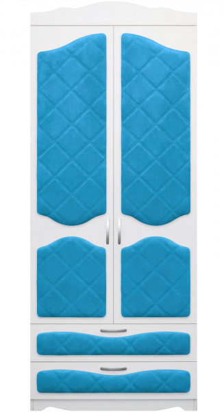 Шкаф 2-х створчатый с ящиками серии Иллюзия 84 Ярко-голубой в Игарке - igarka.mebel54.com | фото