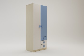 Шкаф 2-х створчатый с ящиками Скай (Синий/Белый/корпус Клен) в Игарке - igarka.mebel54.com | фото