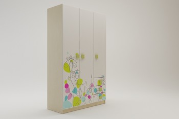 Шкаф 3-х створчатый с ящиками Флёр (Белый/корпус Клен) в Игарке - igarka.mebel54.com | фото