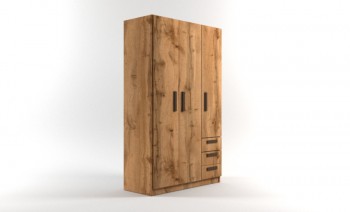Шкаф 3-х створчатый с ящиками Шервуд (Дуб Вотан) в Игарке - igarka.mebel54.com | фото